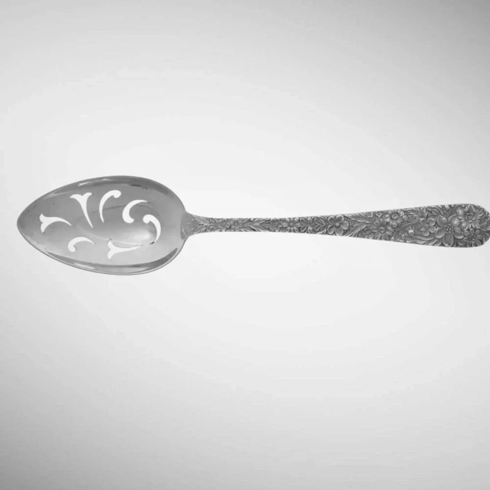 Kirk Repoussé Sterling Pierced Serving Spoon 8⅜